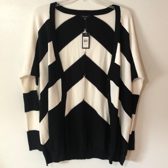 Verve Ami Sweaters - Verve ami Black/White Oversized Cardigan Sweater